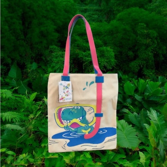 Disney Parks Pixar Toy Story Snorkeling Rex ~ Canvas tote Large Travel Beach Bag - Picture 4 of 15